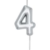 BALON DİYARI 4 Yaş Gümüş Rakam pasta mumu doğum günü yaş mum 9cm