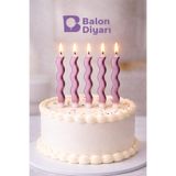 BALON DİYARI 6’lı Kıvrımlı Kalın Pasta Mumu – Dalgalı Doğum Günü Pastası Mum Seti (Rose Gold)