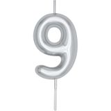 BALON DİYARI 9 Yaş Gümüş Rakam pasta mumu doğum günü yaş mum 9cm