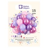 BALON DİYARI Fuşya & Mor & Pembe & Lila Konfeti 15 Adet Balon Seti – Göz Alıcı Ve Şık Parti Dekoru