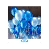 BALON DİYARI Lacivert Ve Açık Mavi Sedefli Metalik Balon Rafya Hediyeli 10 Adet