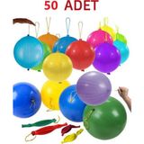 Balon Diyarı Lastikli Zıpzıp Balon Ipli Punch Panç Büyük Balon 50 Adet - Çok Renkli