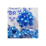 BALON DİYARI Mavi Sedefli 40 adet Metalik Şeffaf Balon Premium 2 Paket Balon Pulu