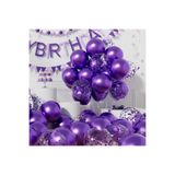 BALON DİYARI Mor Sedefli Metalik 40 Adet Şeffaf Balon Premium