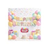 BALON DİYARI Özel Kesim Makaron Banner Happy Birthday – 210 cm Doğum Günü Yazısı Kaliteli