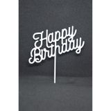 BALON DİYARI Pasta süsü Beyaz Happy birthday kaliteli malzeme