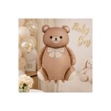 BALON DİYARI Retro Sevimli Ayı Bej papyonlu Bear Folyo Balon Baby Shower Doğum Günü Kutlama