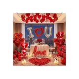 BALON DİYARI Sevgililer günü Aşk Balon Seti - Love Folyo + Kırmızı Kalp Balonları Romantik Sürpriz Dekorasyon