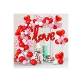 BALON DİYARI Sevgililer Günü Aşk Seti - Love & Kalp Folyo Balon + Kuru Gül + Rafya 45 adet renkli balon