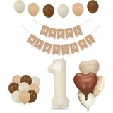 Balon Diyarı Tüm Yaşlar Retro Doğum Günü Seti Krem Rakam Folyo Banner Kalp Folyo Balon (Balon Bandı Hediyeli) - Çok Renkli - 1