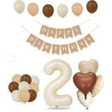 Balon Diyarı Tüm Yaşlar Retro Doğum Günü Seti Krem Rakam Folyo Banner Kalp Folyo Balon (Balon Bandı Hediyeli) - Çok Renkli - 2