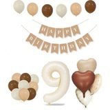 Balon Diyarı Tüm Yaşlar Retro Doğum Günü Seti Krem Rakam Folyo Banner Kalp Folyo Balon (Balon Bandı Hediyeli) - Çok Renkli - 9