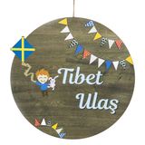 Balon Figürlü Bebek Ahşap Kapı Süsü