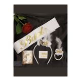 BALON HOME Gelinlere Özel, Bride İncili Beyaz Gold Bileklik Taç Kuşak Set