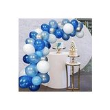 Balon Parti 50 Adet Beyaz Mavi Gri Lacivert Metalik Balon Ve Balon Zinciri