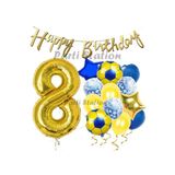 Balon Set Sarı Lacivert 8 Yaş Balon Set Futbol Balon Set Doğum Günü Balon Set