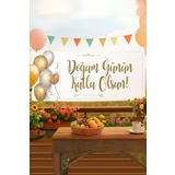 Balon Temalı İsimli Doğum Günü Pankartı, Yetişkin Doğum Günü Afişi, İyi ki Doğdun Banner 50x150cm