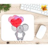 Balon Tutan Sevimli Fil Baskılı Özel Tasarım Dikdörtgen Kaydırmaz Mousepad - Adrenalin Mavi