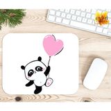 Balon Tutan Sevimli Panda Baskılı Özel Tasarım Dikdörtgen Kaydırmaz Mousepad - Adrenalin Mavi