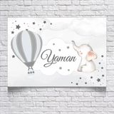 Balon ve Fil Temalı Doğum Günü Afişi 100X150 cm