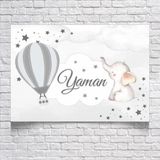 Balon ve Fil Temalı Doğum Günü Afişi 35X50 cm