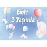 Balon ve Filler Doğum Günü Afişi - 35x50 Cm
