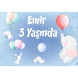 Balon ve Filler Doğum Günü Afişi - 70x100 Cm