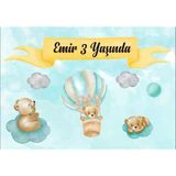 Balon ve Hayvanlar Temalı Doğum Günü Afişi 50X70 cm