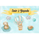 Balon ve Hayvanlar Temalı Doğum Günü Afişi 70X100 cm
