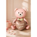 BalonArt Pembe Ayıcık Folyo Balon Love You Kalpli Sevgililer Günü Doğum Günü Parti Süsü