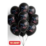 Baloncu Dede 10 Adet Siyah Kız or Erkek Yazılı Balon Cinsiyet Balonu Baby Shower Cinsiyet Belirleme Partisi Süs