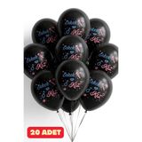 Baloncu Dede 20 Adet Siyah Kız or Erkek Yazılı Balon Cinsiyet Balonu Baby Shower Cinsiyet Belirleme Partisi Süs