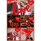 Baloncu Dede 20 Kırmızı Kalpli Balon Seti Love Yazılı Balon 10 Kalpli Mum Helyum Uyumlu Sevgili Özel Gün