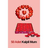 Baloncu Dede 50 Adet Kalpli Mum Sevgililer Günü Yıl Dönümü Romantik Mum - Kırmızı