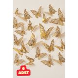 Baloncu Dede 6 Adet Gold Kelebek 3D Parlak Gerçek Görünüm Sticker Yapışkanlı Duvar Balon Süsü Doğum Günü Süsleme