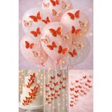 Baloncu Dede 63 Adet 4-5 Cm Kırmızı Altın Yaldızlı Kelebek Pasta Balon ve Duvar Sticker Yapışkanlı Doğum Günü Süs