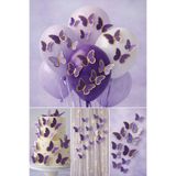 Baloncu Dede 63 Adet 4-5 Cm Mor Altın Yaldızlı Kelebek Pasta Balon ve Duvar Sticker Yapışkanlı Doğum Günü Süs