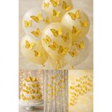Baloncu Dede 63 Adet 4-5 Cm Sarı Altın Yaldızlı Kelebek Pasta Balon ve Duvar Sticker Yapışkanlı Doğum Günü Süs