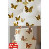 Baloncu Dede 63 Adet Kahverengi Altın Yaldızlı Kelebek Pasta Balon ve Duvar Sticker Yapışkanlı Doğum Günü Süsleme