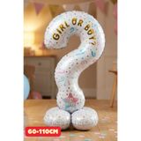 Baloncu Dede Ayaklı Girl or Boy Folyo Balon Baby Shower Parti Cinsiyet Belirleme Cinsiyet Partisi Soru İşareti