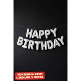 Baloncu Dede Beyaz Happy Bırthday Folyo Set Balon Doğum Günü Helyum Doğum Günü Süs Kutlama Çocuk Doğum Günü