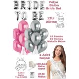 Baloncu Dede Bride To Be Folyo Gri Pembe Balon Gelin Bekarlığa Veda Parti Malzemeleri Parti Bride Set