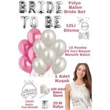 Baloncu Dede Bride To Be Folyo İnci Beyaz Pembe Balon Gelin Bekarlığa Veda Parti Malzemeleri Parti Bride Set
