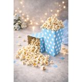 Baloncu Dede Doğum Günü & Baby Shower Parti İçin Mavi Puantiyeli Popcorn Kutusu 8 Adet