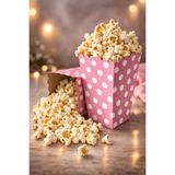 Baloncu Dede Doğum Günü, Baby Shower ve Parti İçin Pembe Puantiyeli Popcorn Kutusu 8 Adet