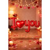 Baloncu Dede I Love You Yazılı Folyo Balon 97 cm Kırmızı Kalpli Romantik Parti Sevgililer Günü Dekoru