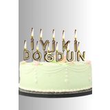Baloncu Dede İyiki Doğdun Yazılı Gold Pasta Mumu Çoklu Paket Doğum Günü Özel Gün