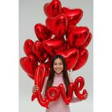 Baloncu Dede Kalp Desenli 10 Adet Kırmızı Folyo Helyum Balon Romantik Sevgili Gün Süsleme