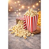 Baloncu Dede Karton Kırmızı Çizgili Popcorn Kutusu 8x11,5 cm 8 Adet Doğum Günü Parti Sinema Konsept