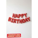 Baloncu Dede Kırmızı Happy Bırthday Folyo Set Balon Doğum Günü Helyum Doğum Günü Süs Doğum Günü